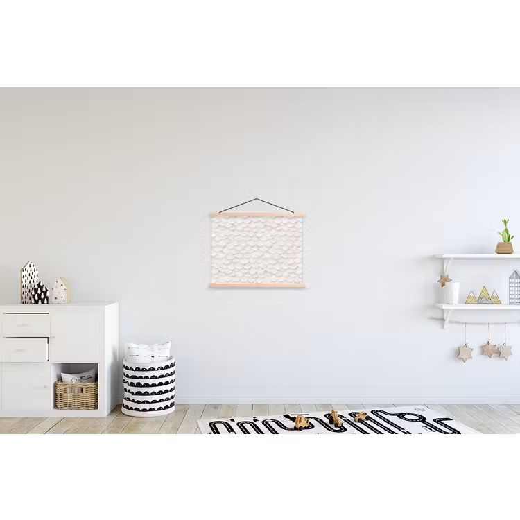 Schubben - Wit - Elegant textielposter latten blank klein 122 -kinderkamer
