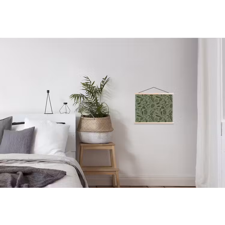 Sereen - Bladeren - Groen textielposter latten blank klein 122 -woonkamer