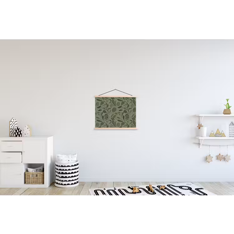Sereen - Bladeren - Groen textielposter latten blank klein 122 -kinderkamer