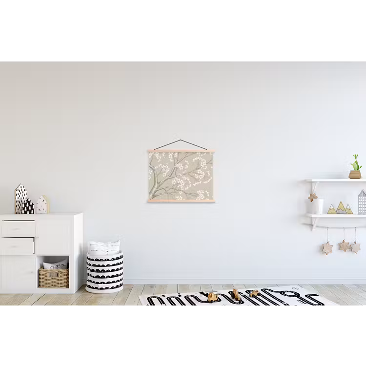 Sereen - Bloesem - Wit textielposter latten blank klein -kinderkamer