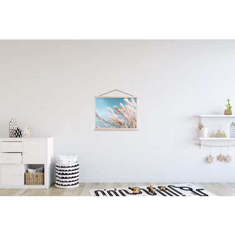 Siergras - Wind - Lichtbruin textielposter latten blank klein -kinderkamer