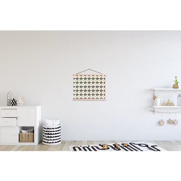 Sierlijk - Ornament - Blauw textielposter latten blank klein 122 -kinderkamer