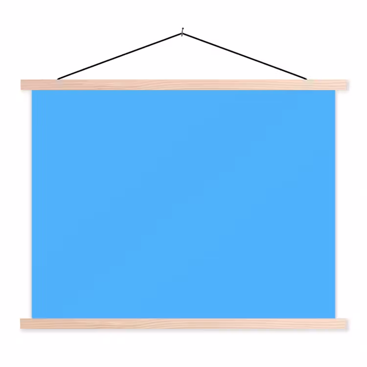 Sky - Blue - Blauw textielposter latten blank klein 122 -3d