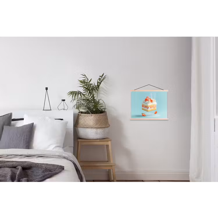 Slagroom - Taart - Blauw - Eten textielposter latten blank klein -woonkamer