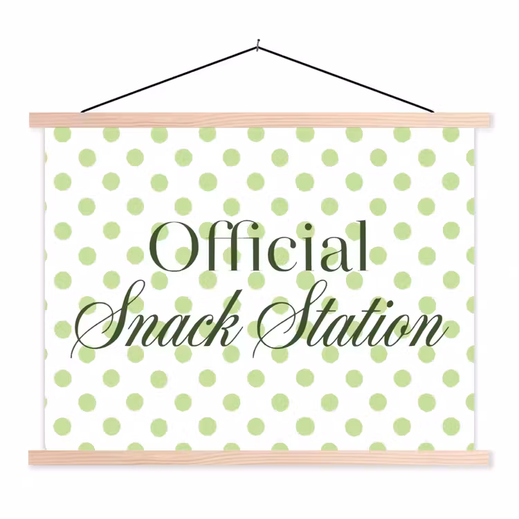 Snack Station - Groen - Stippen textielposter latten blank klein -3d