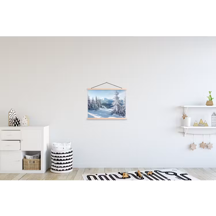 Sneeuw - Winter - Landschap - Bergen textielposter latten blank klein -kinderkamer
