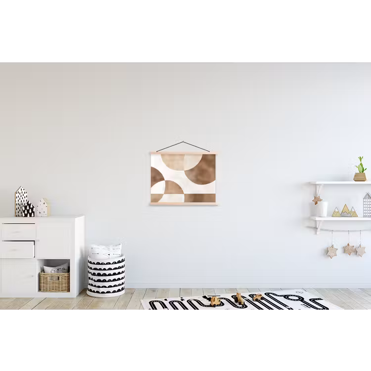Snijdende cirkels - Overlappende vlakken textielposter latten blank klein -kinderkamer
