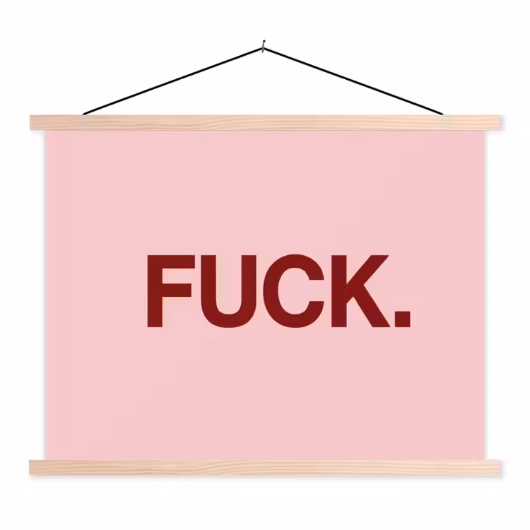 Statement - Krachtig - Roze textielposter latten blank klein -3d