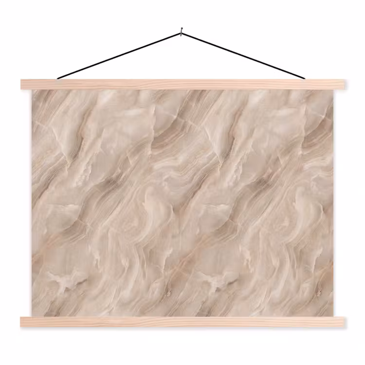Steen - Golvend - Abstract - Beige textielposter latten blank klein -3d