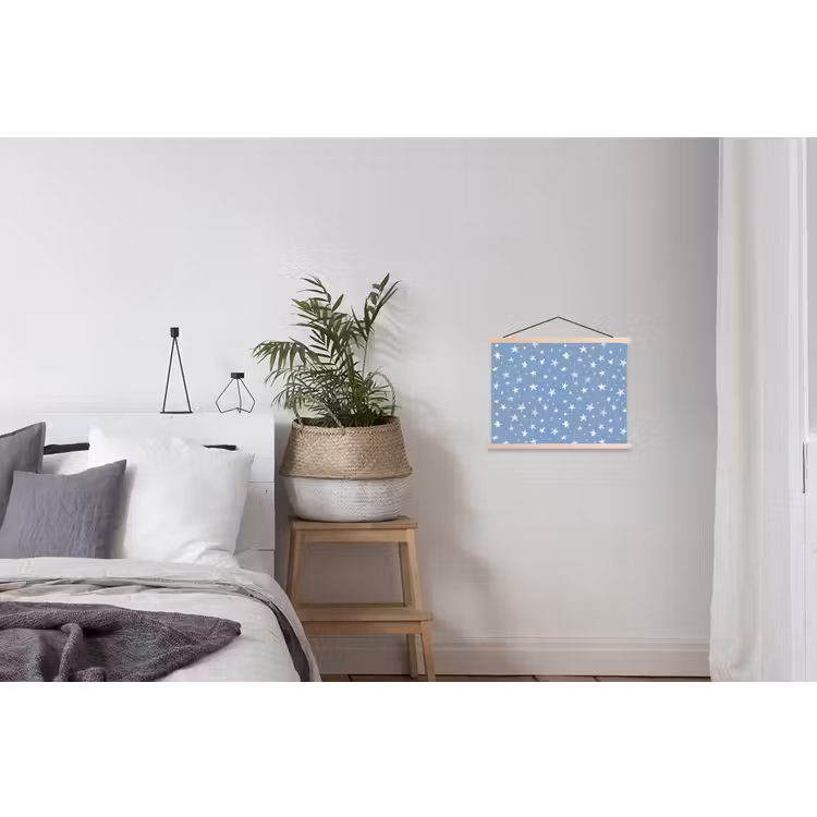 Sterretjes - Patroon - Blauw textielposter latten blank klein 122 -woonkamer
