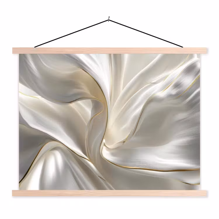 Stof - Plooien - Goud textielposter latten blank klein -3d