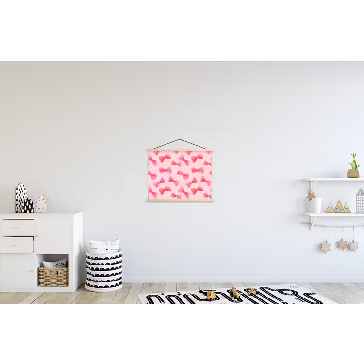 Strikken - Aquarel - Roze textielposter latten blank klein 122 -kinderkamer