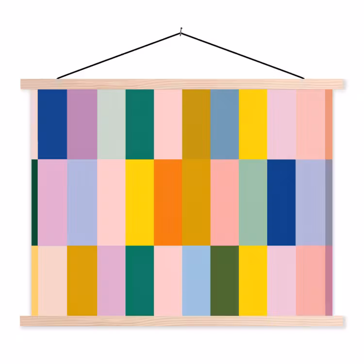 Stroken - Blauw - Patroon - Abstract textielposter latten blank klein -3d