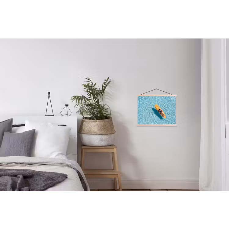 Surfboard - Water - Badpak - Oranje textielposter latten blank klein -woonkamer