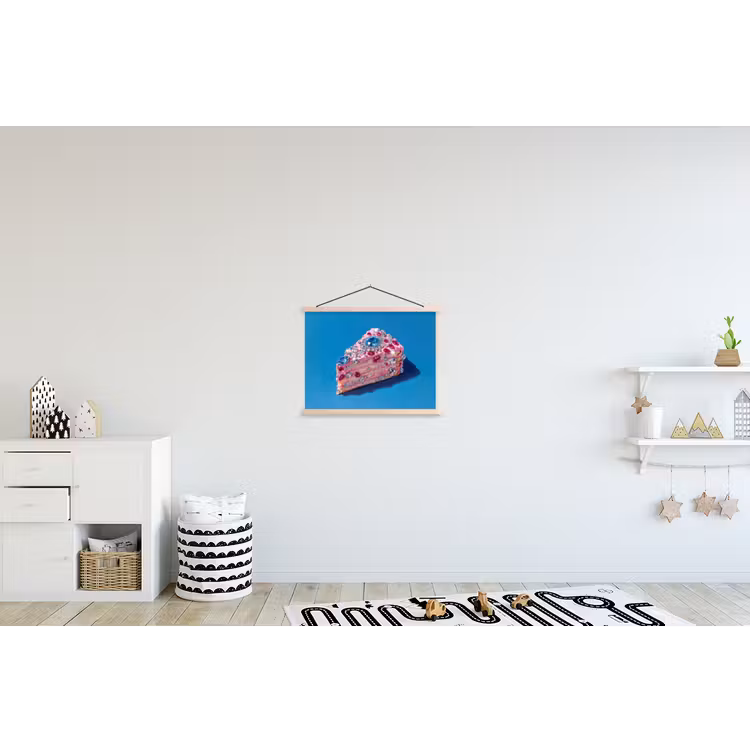 Taart - Edelstenen - Glitters - Roze textielposter latten blank klein -kinderkamer