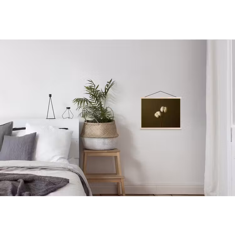 Takken - Katoen - Wit - Bollen textielposter latten blank klein -woonkamer