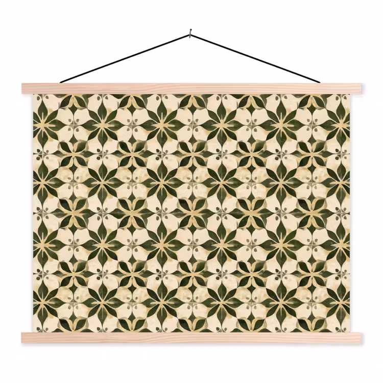 Tegel - Dessin - Groen textielposter latten blank klein 122 -3d