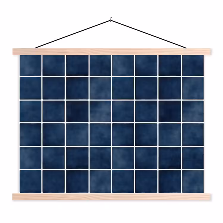 Tegel - Modern - Blauw textielposter latten blank klein 122 -3d