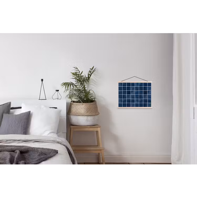 Tegel - Modern - Blauw textielposter latten blank klein 122 -woonkamer