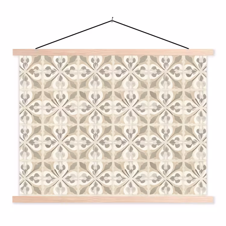 Tegel - Motief - Beige textielposter latten blank klein 122 -3d