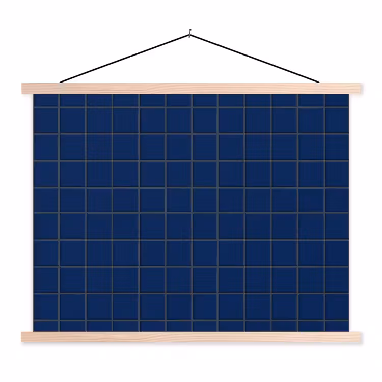 Tegel - Patroon - Blauw textielposter latten blank klein 122 -3d