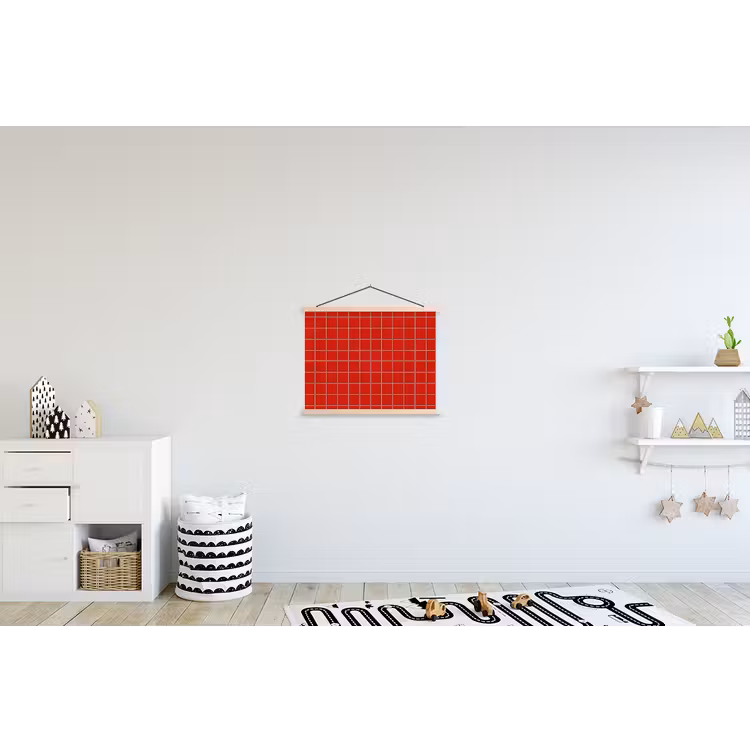 Tegel - Patroon - Kersen - Rood textielposter latten blank klein 122 -kinderkamer
