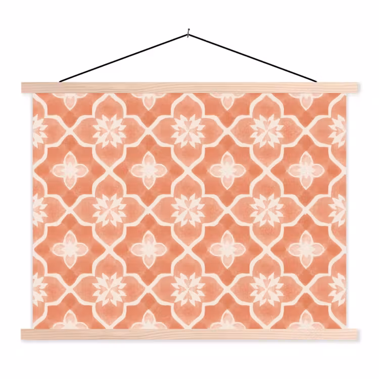 Tegelpatroon - Arabesk - Vintage - Terracotta textielposter latten blank klein 122 -3d