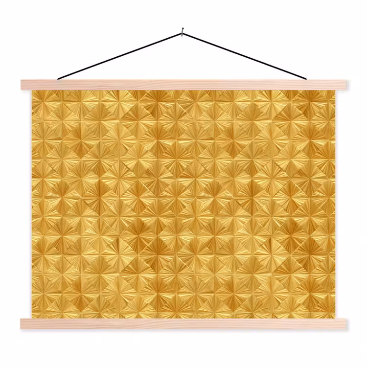 Tegels - Geometrisch - Reliëf - Goud textielposter latten blank klein 122 -3d