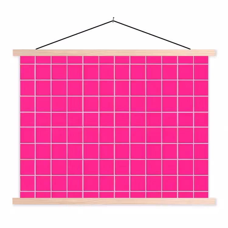Tegels - Vierkant - Fuchsia textielposter latten blank klein 122 -3d