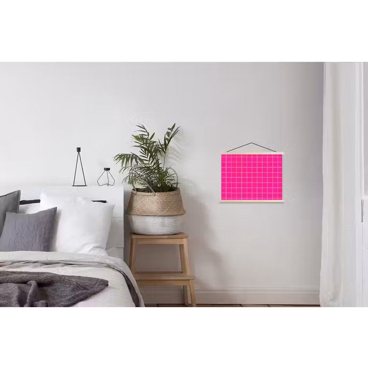 Tegels - Vierkant - Fuchsia textielposter latten blank klein 122 -woonkamer
