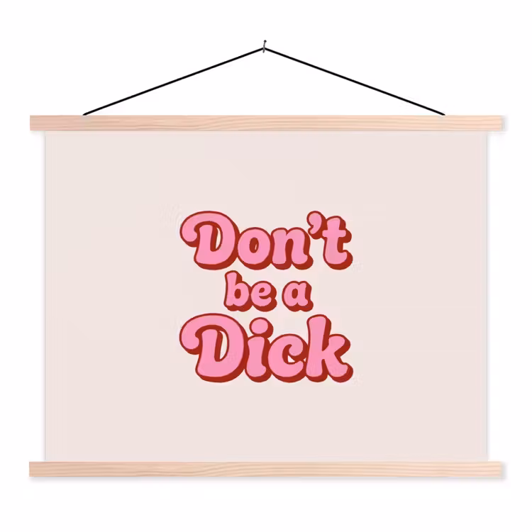 Tekst - Boodschap - Roze textielposter latten blank klein -3d