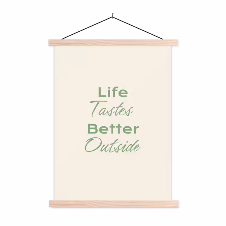 Tekst - Sierlijk - Letters - Groen textielposter latten blank klein -3d