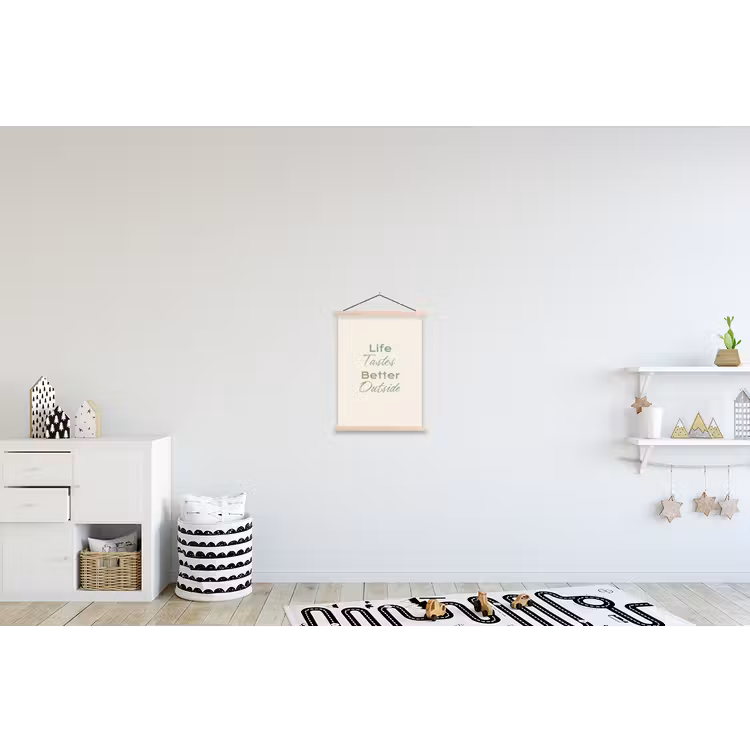 Tekst - Sierlijk - Letters - Groen textielposter latten blank klein -kinderkamer