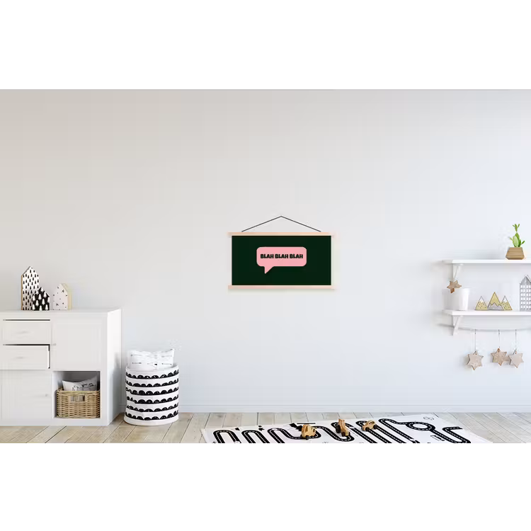 Tekstwolk - BLAH BLAH BLAH - Roze textielposter latten blank klein -kinderkamer