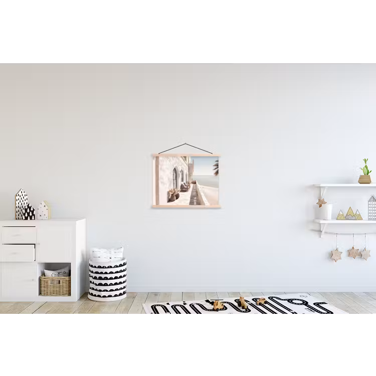Terras - Stoelen - Strand - Beige textielposter latten blank klein -kinderkamer