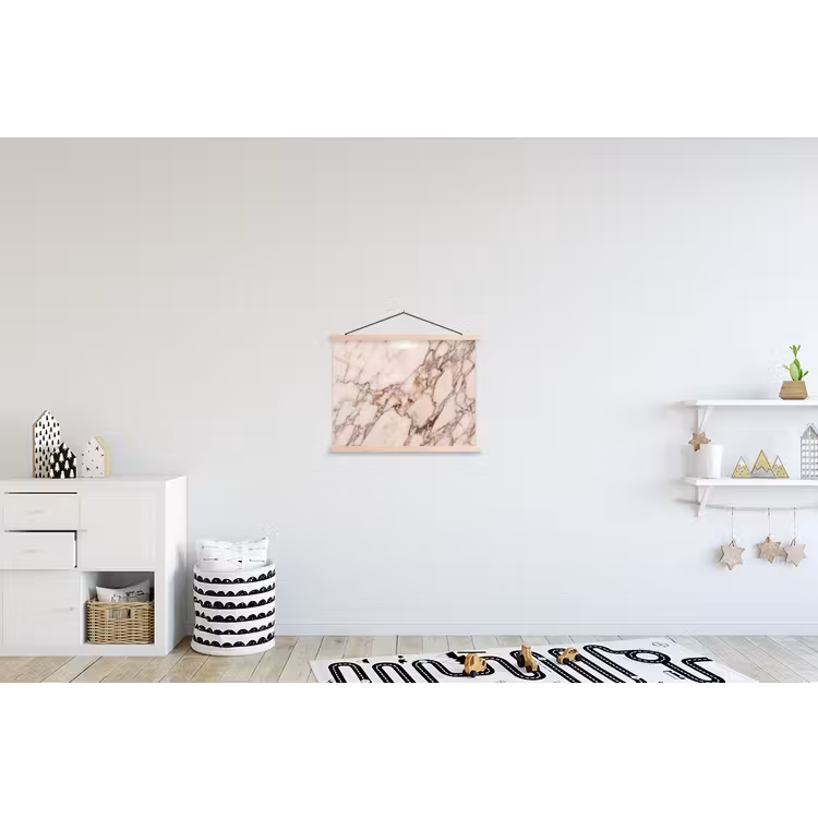 Textuur - Gesteente - Aderen - Abstract - Wit textielposter latten blank klein -kinderkamer