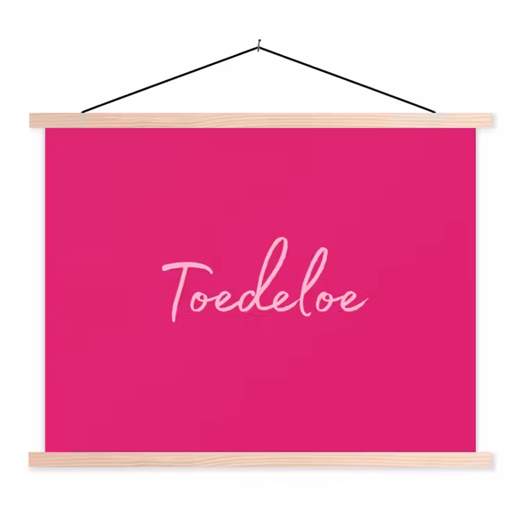 Toedeloe - Roze textielposter latten blank klein -3d