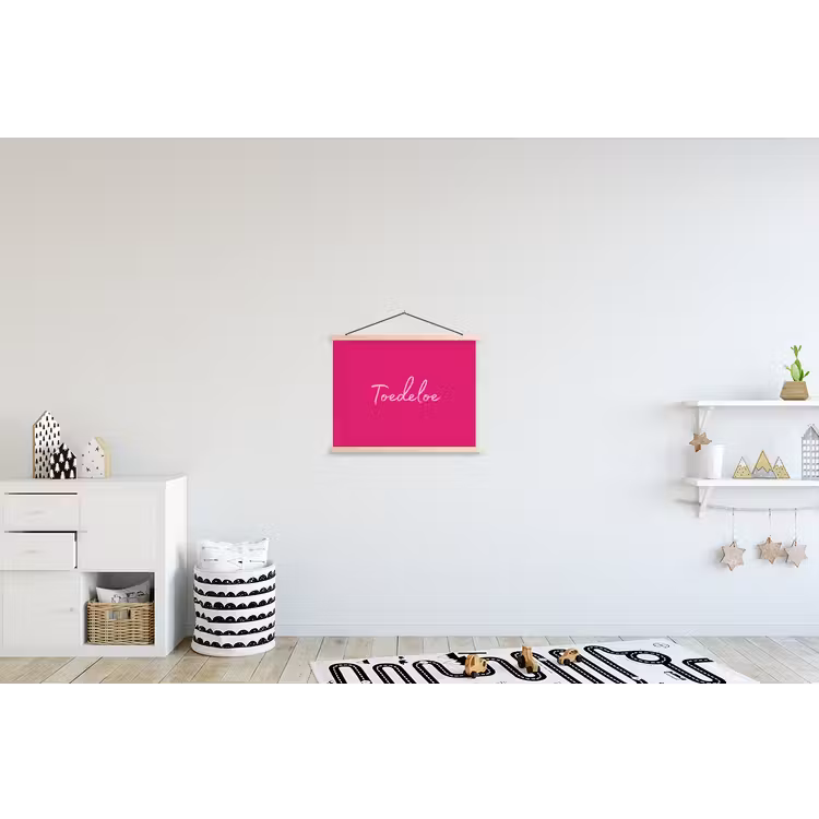 Toedeloe - Roze textielposter latten blank klein -kinderkamer