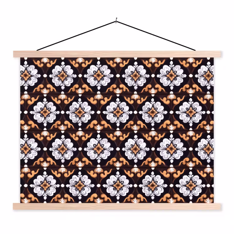 traditioneel - Element - Kleurrijk textielposter latten blank klein 122 -3d