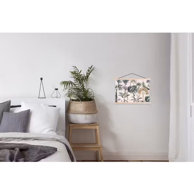 Tropisch - Bomen - Bladeren - Jungle textielposter latten blank klein -woonkamer