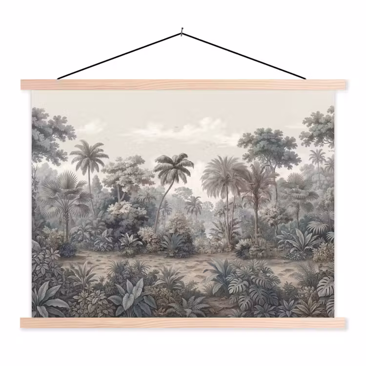 Tropisch - Landschap - Illustratie textielposter latten blank klein -3d