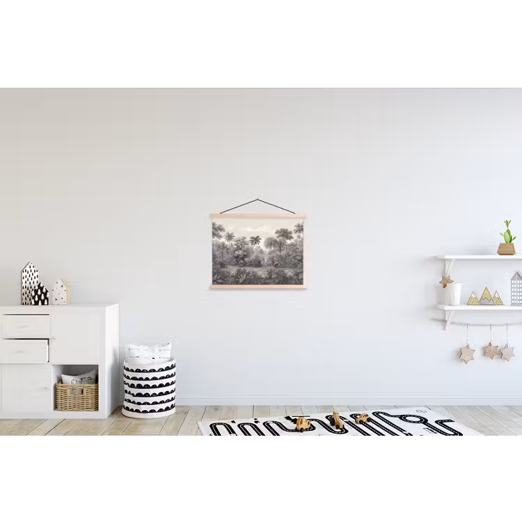 Tropisch - Landschap - Illustratie textielposter latten blank klein -kinderkamer