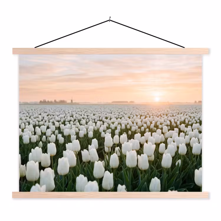 Tulpen - Landschap - Wit textielposter latten blank klein -3d