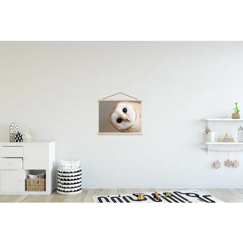 Uil - Bruin - Wit textielposter latten blank klein -kinderkamer
