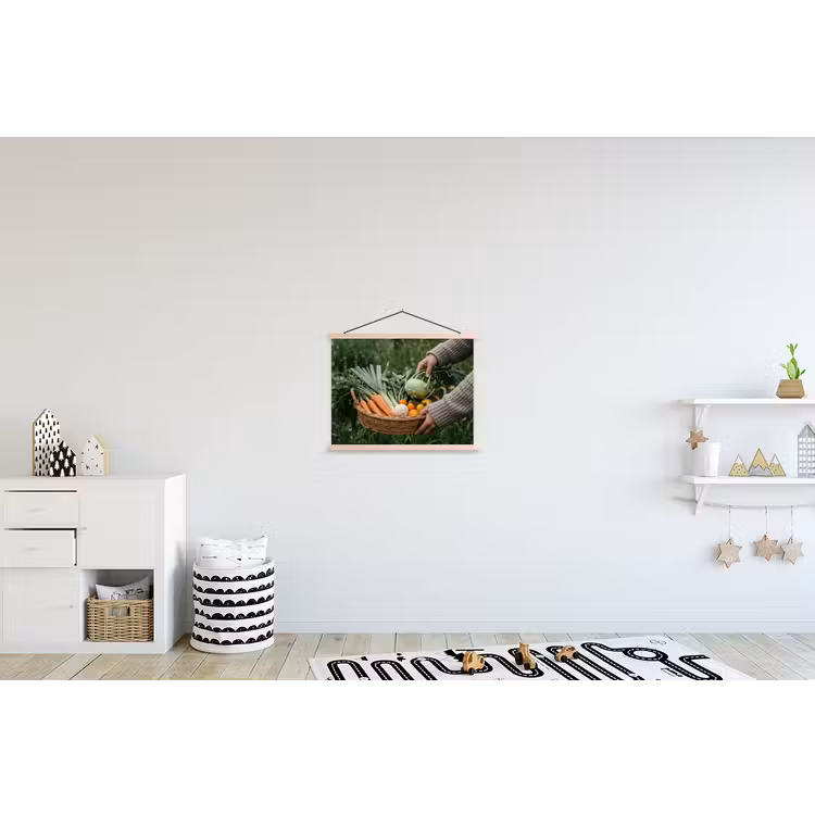 Veld - Groenten - Biologisch - Oogst textielposter latten blank klein -kinderkamer