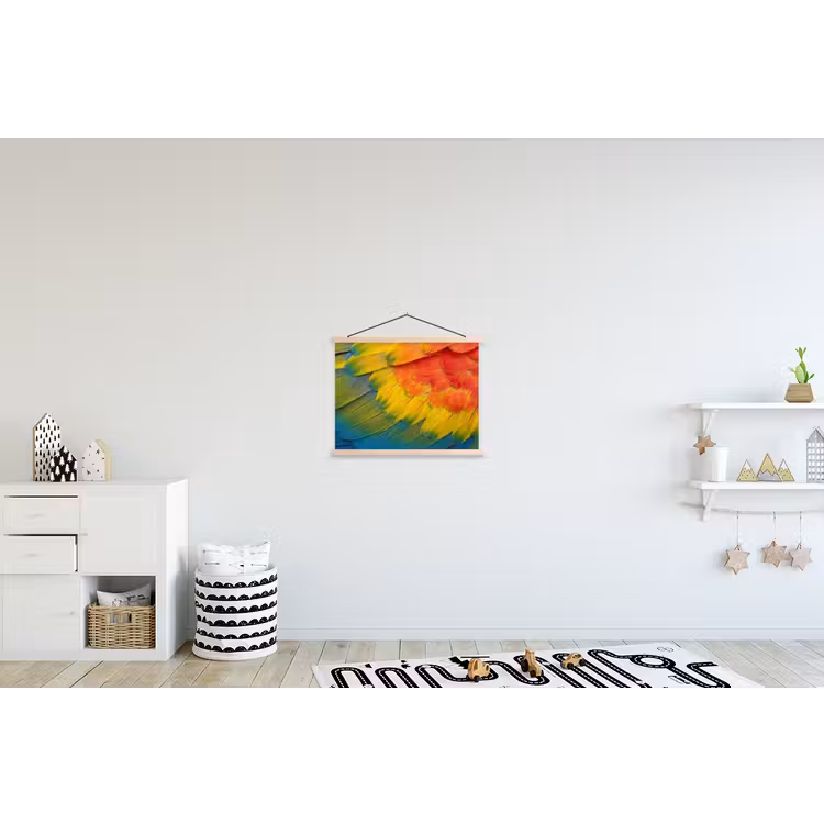 Veren - Ara - Kleurrijk textielposter latten blank klein -kinderkamer