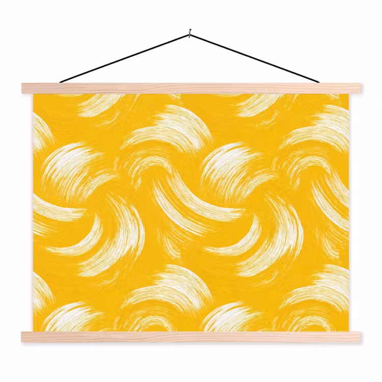 Verfstreken - Abstract - Dynamisch - Geel textielposter latten blank klein 122 -3d