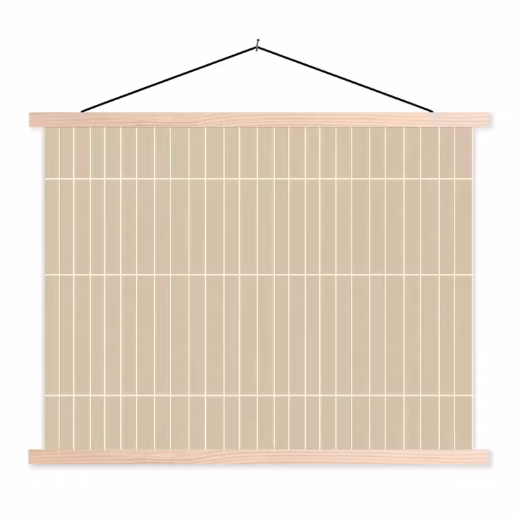 Verticaal - Wandtegel - Crème - Beige textielposter latten blank klein 122 -3d