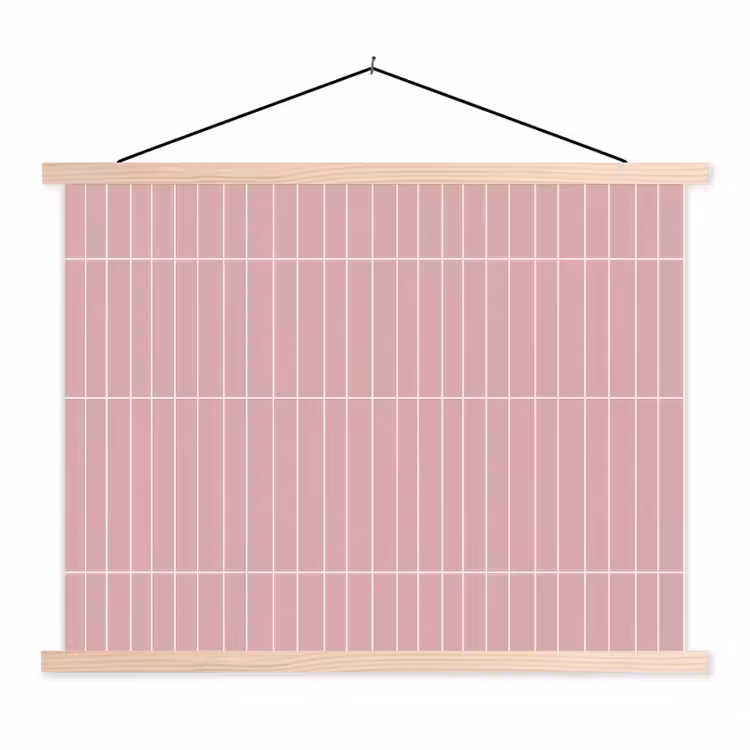 Verticaal - Wandtegel - Lichtroze textielposter latten blank klein 122 -3d