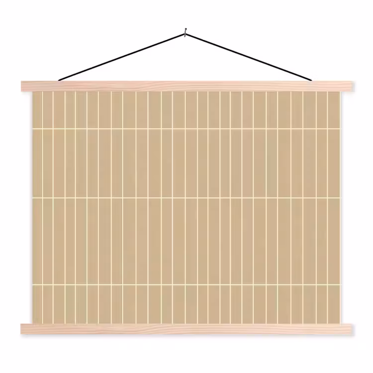Verticaal - Wandtegel - Zand - Beige textielposter latten blank klein 122 -3d